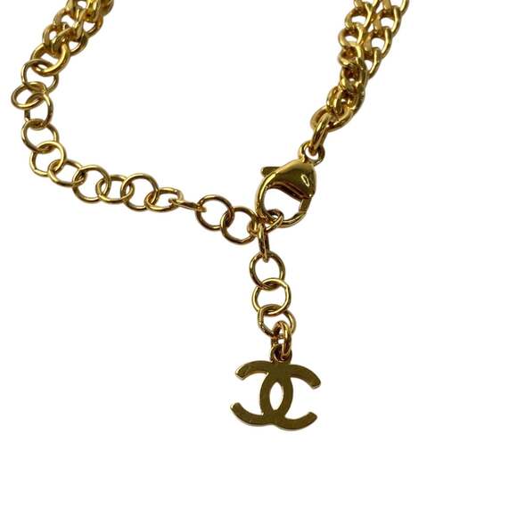Cc Logo Necklace Gold-Tone Metal #209581C10B - Picture 7 of 9